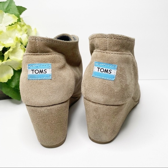 TOMS Desert wedge Ankle Booties tan Suede Size 11 - Picture 6 of 10